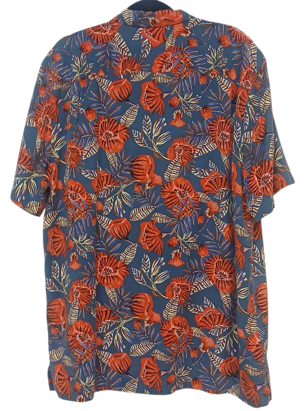 Caribbean -Men's Navy Blue Tropical Floral,Short-Sleeve Button-DownShirt, Pocket - Picture 3 of 8